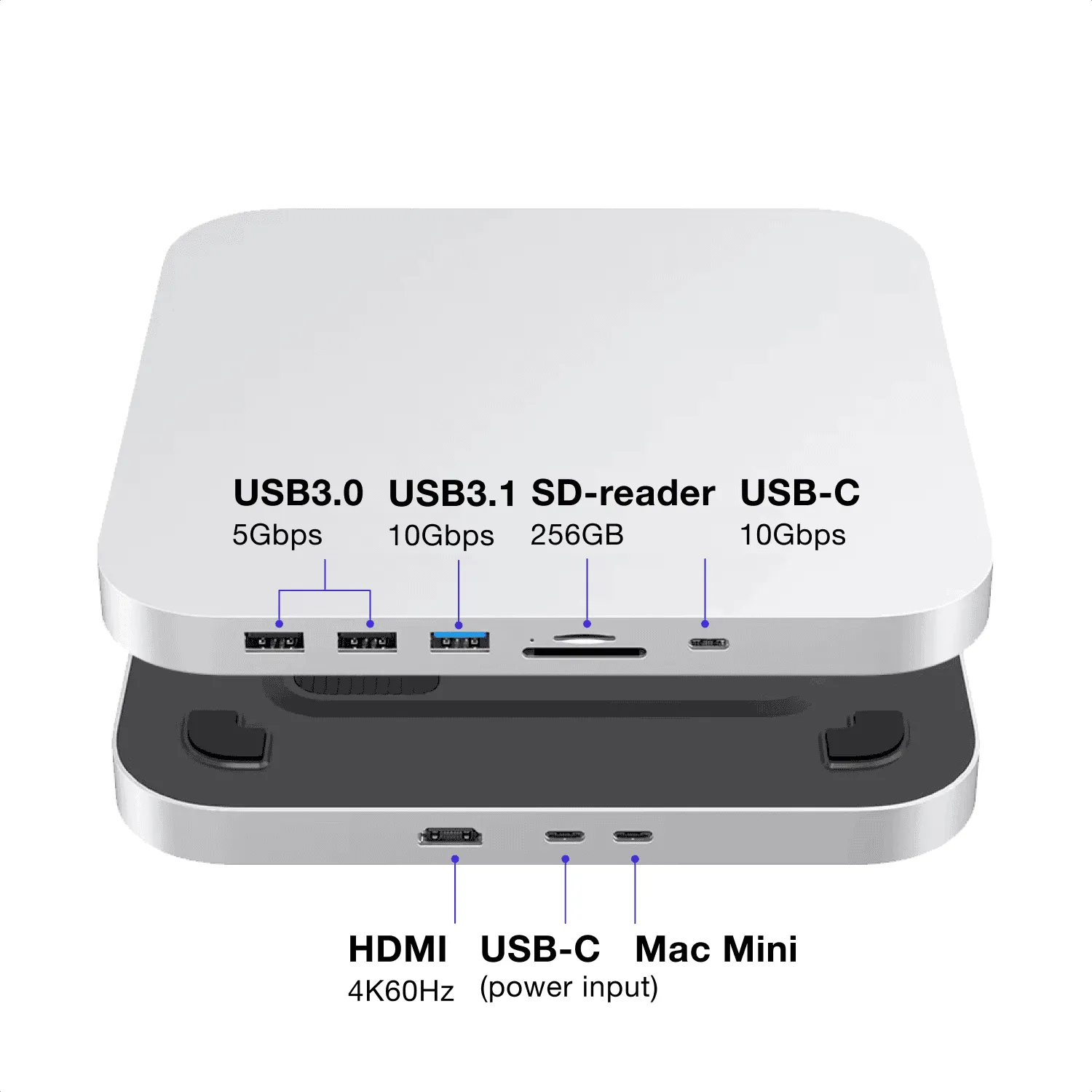iMounts Mac Mini Docking Station M.2 SSD and HDMI - Silver