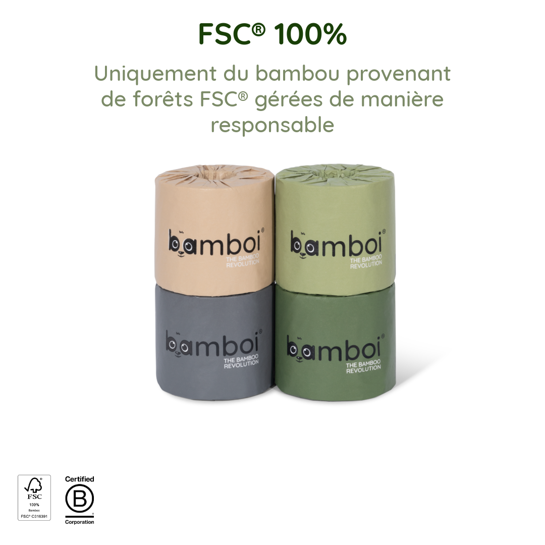 Papier Toilette Bamtime 3 Plis Bambou – 24 Rouleaux – Biodégradable Sans Arbre