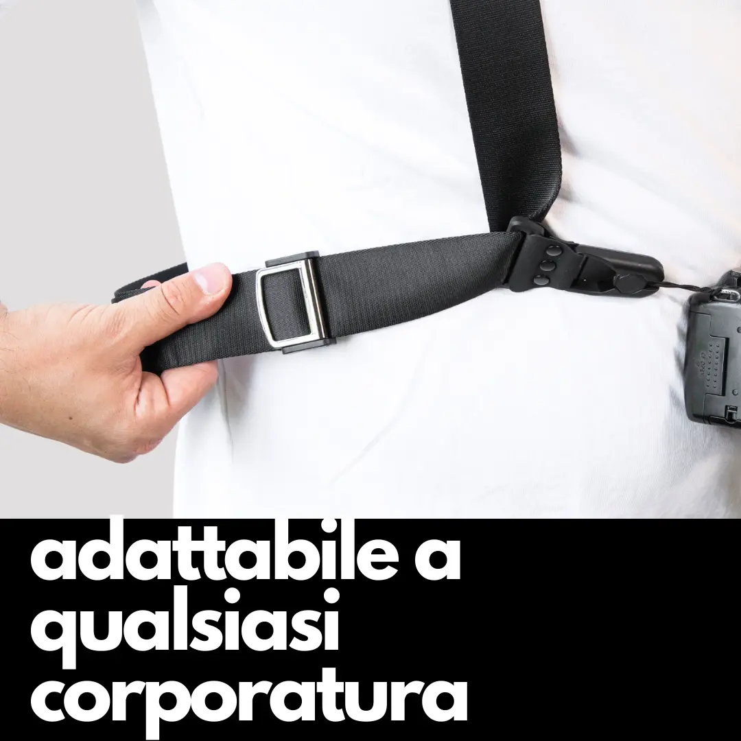 Camstrap - Cinghia per fotocamera e binocolo a mani libere Ultra-leggera e regolabile, sistema di fissaggio rapido con connettori, protezione ottimale del collo e della schiena, universalmente