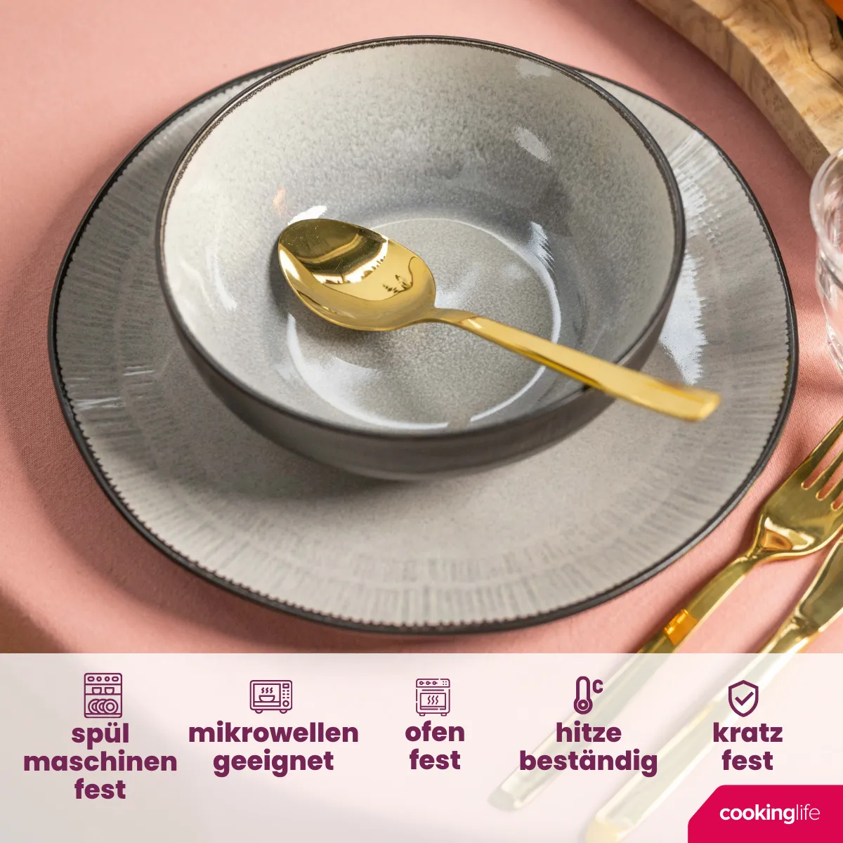 Cookinglife Nola Warm Suppenschalen Set | 6-tlg. Steingut Schüsseln | Spülmaschinenfest & Mikrowellengeeignet