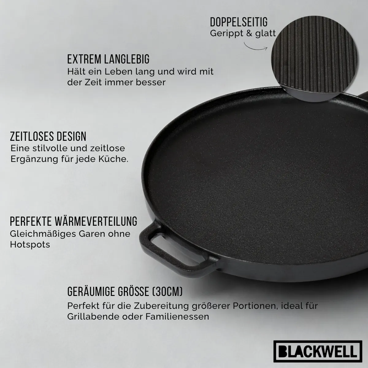 Blackwell Wokpfanne 36cm Gusseisen - Für Alle Herdarten Inklusive Induktion