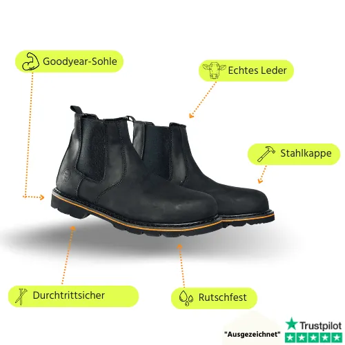 Produktbild von Dassy Corus S3 Sicherheitshalbschuhe – Größe 40, Schwarz, Schutzklasse S3