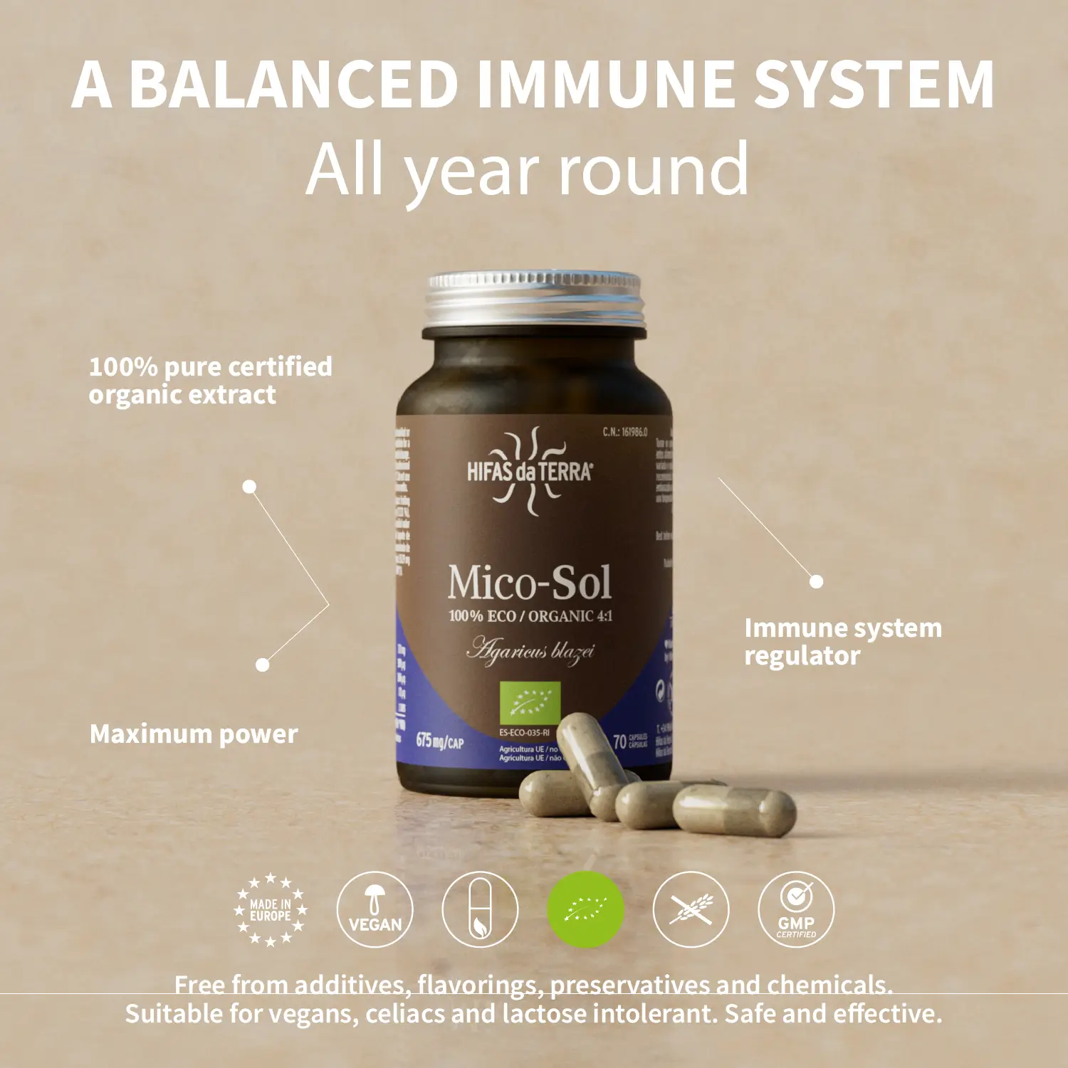 Buy Mico Sol ▷ Mico Sol (Agaricus blazei) extract capsules