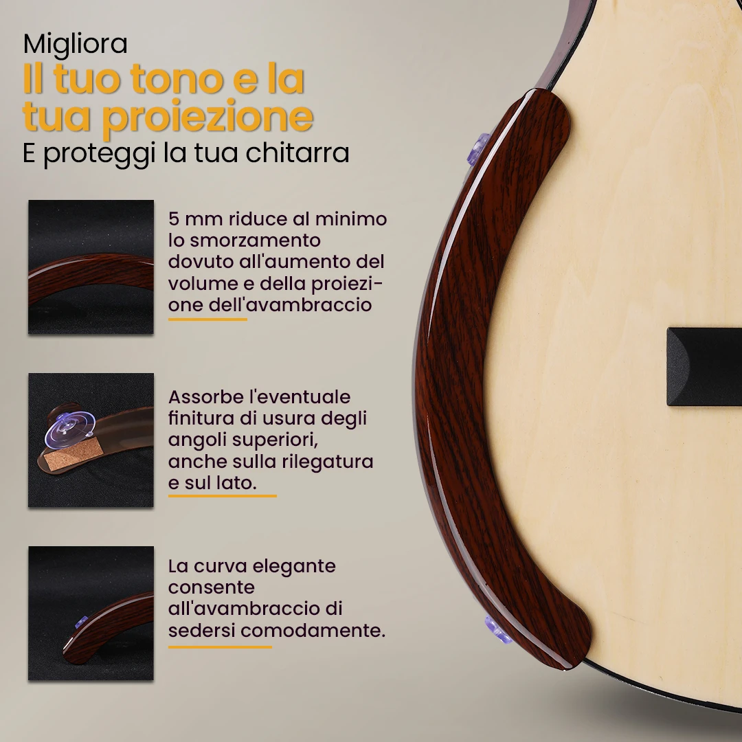 Bracciolo Per Chitarra Acustica - Legno Naturale, Autoadesivo