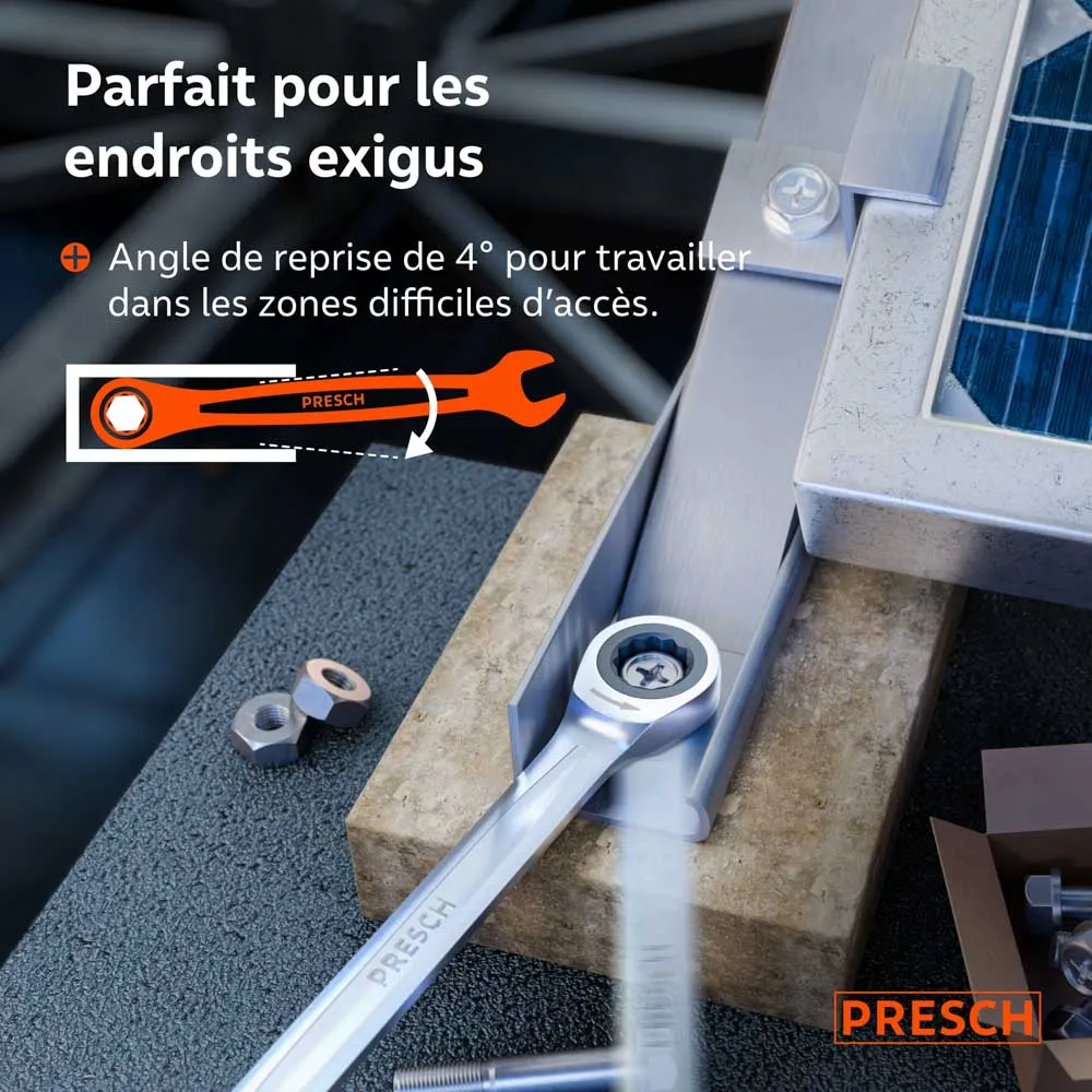 Jeu de clés à cliquet - FDIT - Tête Flexible - Placage au nickel