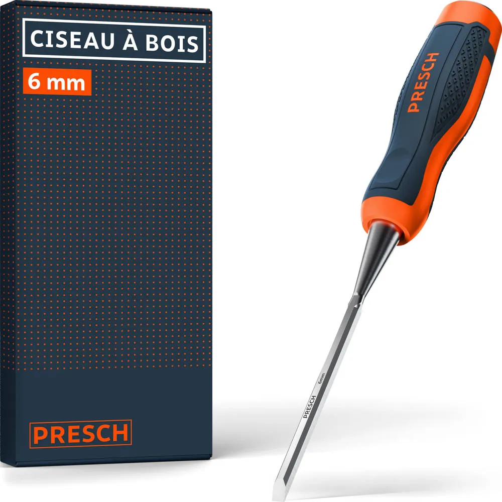 HURRISE Ciseau à bois Jeu de 4 Ciseaux à Bois 6 Mm 12 Mm 19 Mm 25 Mm